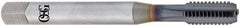 OSG - M12x1.75 Metric Coarse 6H 5 Flute TiCN Finish Powdered Metal Straight Flute Machine Tap - Modified Bottoming, Right Hand Thread, 3-3/8" OAL, 1-21/32" Thread Length, D6 Limit, Oversize - Exact Industrial Supply