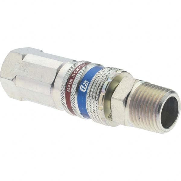 Dynabrade - 2 Piece 1/2" Body 1/2 NPT 150 psi Brass/Steel Industrial Pneumatic Coupling Plug Set - Industrial Tool & Supply
