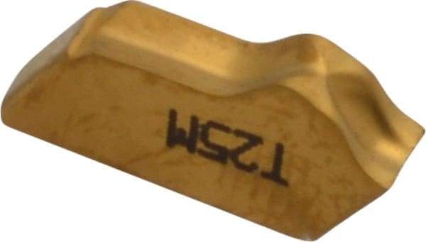 Seco - 150.103 14 T25M Grade, 0.122" Cutting Width, Carbide Cutoff Insert - 0° Neutral Lead Angle, 0.008" Cnr Rad, TiC/TiCN/TiN Coated, Single End - Industrial Tool & Supply