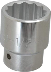 Proto - 1-1/2", 1" Drive, Standard Hand Socket - 12 Points, 2-3/4" OAL - Industrial Tool & Supply
