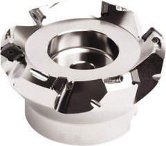 Seco - 42mm Cut Diam, 15mm Arbor Hole, 4.5mm Max Depth of Cut, 45° Indexable Chamfer & Angle Face Mill - 4 Inserts, SE.. 09T3 Insert, Right Hand Cut, 4 Flutes, Through Coolant, Series QuattroMill - Industrial Tool & Supply