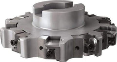 Seco - Shell Mount Connection, 1.26" Cutting Width, 1.579" Depth of Cut, 6" Cutter Diam, 1-1/2" Hole Diam, 5 Tooth Indexable Slotting Cutter - R335.25 Toolholder, XNHQ, LNHQ Insert, Right Hand Cutting Direction - Industrial Tool & Supply