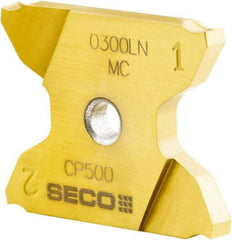 Seco - 2503019-A0072LNX4GK MC Grade CP500, 0.072" Cutting Width Carbide Grooving Insert - 0.256" Max Depth of Cut, Left Hand, 0.0075" Corner Radius, TiAlN/TiN Finish - Industrial Tool & Supply