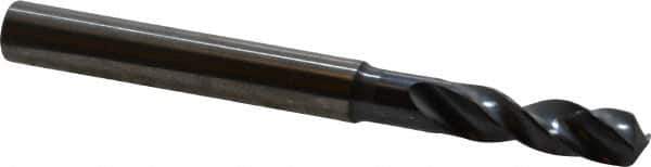 SGS - 7/32" 145° Spiral Flute Solid Carbide Screw Machine Drill Bit - TiN Finish, Right Hand Cut, 1" Flute Length, 2-5/8" OAL, Standard Point, Straight Shank - Industrial Tool & Supply