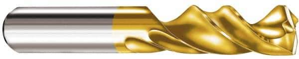 SGS - 0.1654" 145° Spiral Flute Solid Carbide Screw Machine Drill Bit - TiN Finish, Right Hand Cut, 24mm Flute Length, 66mm OAL, Standard Point, Straight Shank - Industrial Tool & Supply
