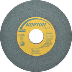 Norton - 6" Diam x 1-1/4" Hole x 1/2" Thick, I Hardness, 100 Grit Surface Grinding Wheel - Silicon Carbide, Type 1, Fine Grade, 4,140 Max RPM, Vitrified Bond, No Recess - Industrial Tool & Supply