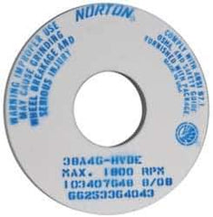 Norton - 14" Diam x 5" Hole x 1" Thick, H Hardness, 46 Grit Surface Grinding Wheel - Aluminum Oxide, Type 1, Coarse Grade, 1,800 Max RPM, Vitrified Bond, No Recess - Industrial Tool & Supply