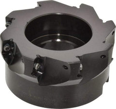 Seco - 8 Inserts, 4" Cut Diam, 1-1/2" Arbor Diam, 0.59" Max Depth of Cut, Indexable Square-Shoulder Face Mill - 0/90° Lead Angle, 1.97" High, AP.. 1604 Insert Compatibility - Industrial Tool & Supply