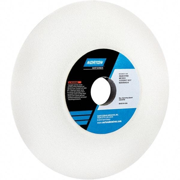 Norton - 8" Diam x 1-1/4" Hole x 3/4" Thick, K Hardness, 60 Grit Surface Grinding Wheel - Aluminum Oxide, Type 12, Medium Grade, 3,600 Max RPM - Industrial Tool & Supply