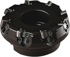 Seco - 102.3mm Cut Diam, 1.26" Arbor Hole, 8mm Max Depth of Cut, 75° Indexable Chamfer & Angle Face Mill - 8 Inserts, SN.. 0903 Insert, Right Hand Cut, Series R220.74 - Industrial Tool & Supply