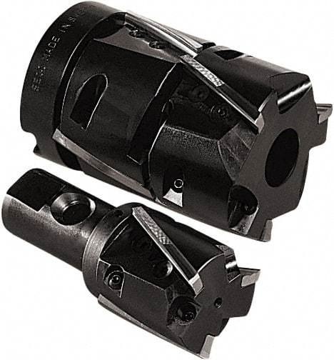 Seco - 6 Inserts, 3" Cut Diam, 1" Arbor Diam, 3-1/2" Max Depth of Cut, Indexable Square-Shoulder Face Mill - 0/90° Lead Angle, 4.76" High, R235.15-080 Insert Compatibility, Series R220.47 - Industrial Tool & Supply