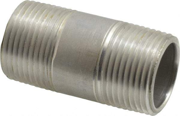 Merit Brass - 3/4" Pipe, 2" Long, Aluminum Pipe Nipple - Grade 6061, Threaded - Industrial Tool & Supply