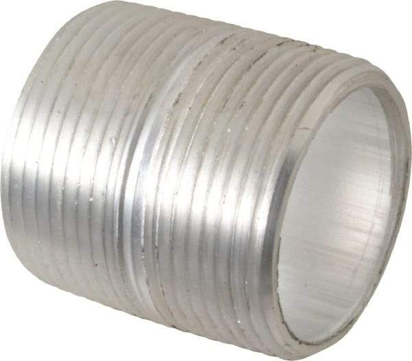 Merit Brass - 1-1/4" Pipe, 1-5/8" Long, Aluminum Pipe Nipple - Grade 6061, Threaded - Industrial Tool & Supply