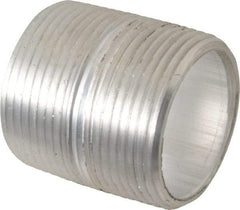 Merit Brass - 1-1/4" Pipe, 1-5/8" Long, Aluminum Pipe Nipple - Grade 6061, Threaded - Industrial Tool & Supply