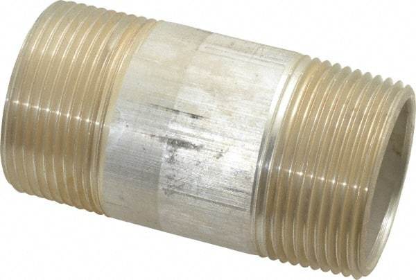 Merit Brass - 1-1/4" Pipe, 3" Long, Aluminum Pipe Nipple - Grade 6061, Threaded - Industrial Tool & Supply