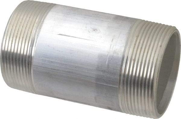 Merit Brass - 2" Pipe, 4" Long, Aluminum Pipe Nipple - Grade 6061, Threaded - Industrial Tool & Supply