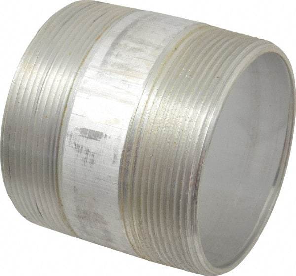 Merit Brass - 4" Pipe, 4" Long, Aluminum Pipe Nipple - Grade 6061, Threaded - Industrial Tool & Supply