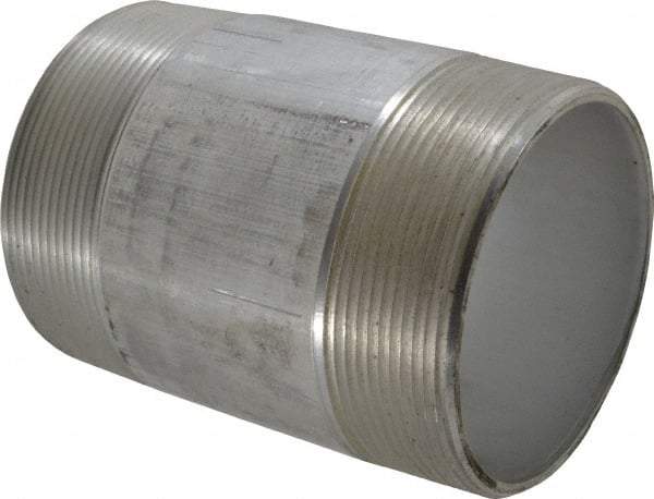 Merit Brass - 4" Pipe, 6" Long, Aluminum Pipe Nipple - Grade 6061, Threaded - Industrial Tool & Supply