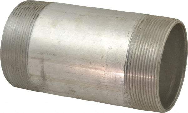 Merit Brass - 4" Pipe, 8" Long, Aluminum Pipe Nipple - Grade 6061, Threaded - Industrial Tool & Supply