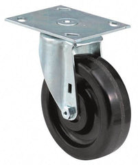 E.R. Wagner - 6" Diam x 2" Wide x 7-1/2" OAH Top Plate Mount Swivel Caster - Polyurethane, 900 Lb Capacity, Delrin Bearing, 4 x 4-1/2" Plate - Industrial Tool & Supply