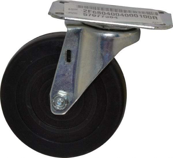 E.R. Wagner - 4" Diam x 1" Wide x 4-13/16" OAH Top Plate Mount Swivel Caster - Soft Rubber, 115 Lb Capacity, Delrin Bearing, 2-3/4 x 3-3/4" Plate - Industrial Tool & Supply