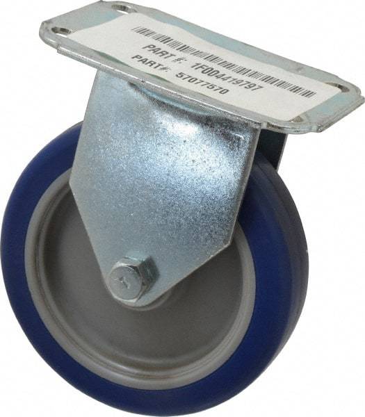 E.R. Wagner - 4" Diam x 1" Wide x 4-13/16" OAH Top Plate Mount Rigid Caster - Polyurethane, 140 Lb Capacity, Plain Bearing, 2-3/4 x 3-3/4" Plate - Industrial Tool & Supply
