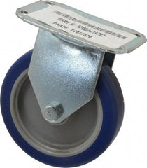 E.R. Wagner - 4" Diam x 1" Wide x 4-13/16" OAH Top Plate Mount Rigid Caster - Polyurethane, 140 Lb Capacity, Plain Bearing, 2-3/4 x 3-3/4" Plate - Industrial Tool & Supply