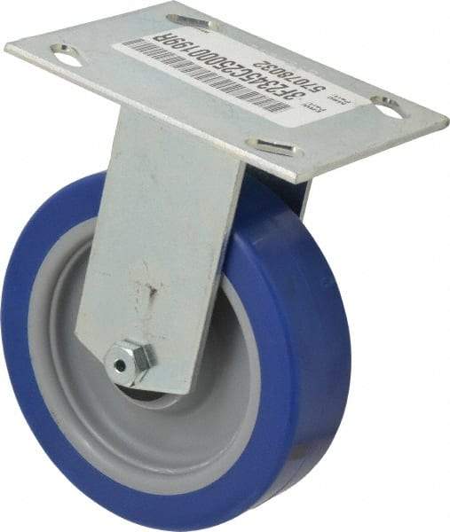 E.R. Wagner - 5" Diam x 1-1/2" Wide x 6-3/8" OAH Top Plate Mount Rigid Caster - Polyurethane, 450 Lb Capacity, Roller Bearing, 3-3/4 x 4-5/8" Plate - Industrial Tool & Supply