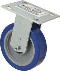 E.R. Wagner - 5" Diam x 1-1/2" Wide x 6-3/8" OAH Top Plate Mount Rigid Caster - Polyurethane, 450 Lb Capacity, Roller Bearing, 3-3/4 x 4-5/8" Plate - Industrial Tool & Supply