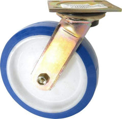E.R. Wagner - 8" Diam x 2" Wide x 9-1/2" OAH Top Plate Mount Swivel Caster - Polyurethane, 900 Lb Capacity, Delrin Bearing, 4 x 4-1/2" Plate - Industrial Tool & Supply