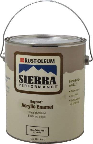 Rust-Oleum - 1 Gal Safety Red Semi Gloss Finish Acrylic Enamel Paint - Interior/Exterior, <0 gL VOC Compliance - Industrial Tool & Supply