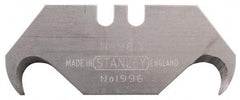 Stanley - 5 Piece High Carbon Steel Hook Blade - 1-7/8" OAL, 0.024" Blade Thickness - Industrial Tool & Supply