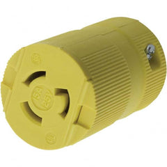 Locking Inlet: Connector, Industrial, L5-15R, 125V, Yellow Grounding, 15A, Nylon, 2 Poles, 3 Wire