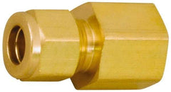 Parker - 1/4" OD, Brass Female Connector - 3,500 Max Working psi, 7/8" Hex, Comp x FNPT Ends - Industrial Tool & Supply