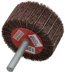 Superior Abrasives - 2" Diam x 1" Face Width, Fine Aluminum Oxide Coated Mounted Flap Wheel - 1/4" Shank Mount, 120 Grit, Interleaf, 12,000 Max RPM - Industrial Tool & Supply