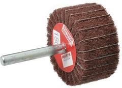 Superior Abrasives - 2" Diam x 1" Face Width, Very Fine Aluminum Oxide Coated Mounted Flap Wheel - 1/4" Shank Mount, 180 Grit, Interleaf, 12,000 Max RPM - Industrial Tool & Supply