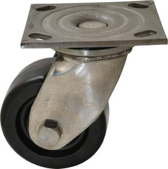 Albion - 4" Diam x 2" Wide x 5-5/8" OAH Top Plate Mount Swivel Caster - Phenolic, 800 Lb Capacity, Delrin Bearing, 4 x 4-1/2" Plate - Industrial Tool & Supply