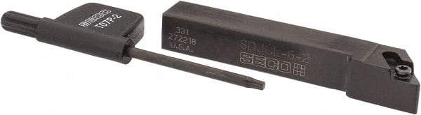 Seco - SDJC, Left Hand Cut, -3° Lead Angle, 3/8" Shank Height x 3/8" Shank Width, Neutral Rake Indexable Turning Toolholder - 2-1/2" OAL, DC..21.5. Insert Compatibility, Series Screw Lock - Industrial Tool & Supply