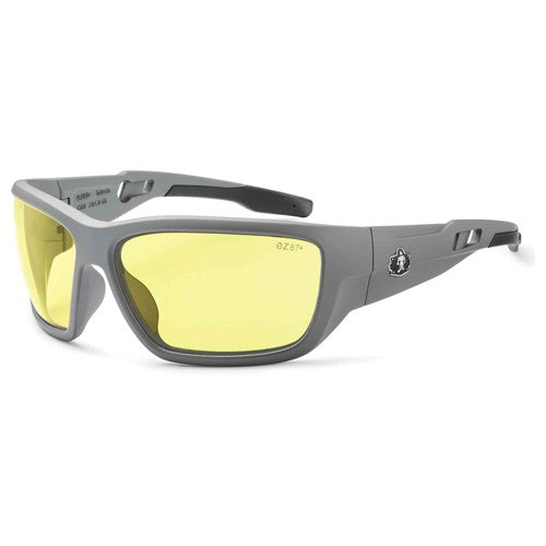 Baldr Yellow Lens Matte Gray Safety Glasses - Industrial Tool & Supply