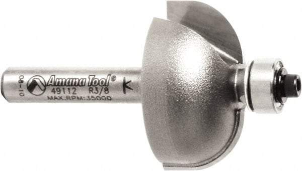 Amana Tool - 1-1/8" Cut Diam, 9/16" Length of Cut, 2 Flute Cove Edge Profile Router Bit - Carbide-Tipped, 1/4" Shank Diam, 2" OAL, Uncoated - Industrial Tool & Supply