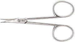 Clauss - 1" LOC, 3-11/16" OAL Chrome Plated Curved Scissors - Steel Handle, For Paper, Fabric - Industrial Tool & Supply