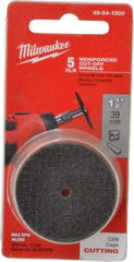 Milwaukee Tool - 1-1/2" Aluminum Oxide Cutoff Wheel - 0.045" Thick, 0.0125" Arbor, Use with Die Grinders - Industrial Tool & Supply