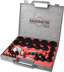 Mayhew - 28 Piece, 1/8 to 2", Hollow Punch Set - Carbon Alloy Steel, Comes in Polypropylene Case - Industrial Tool & Supply