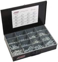 Value Collection - 970 Piece, #6-1/2 to #14 - 2-1/2, Steel Set Screw Assortment - Hex Head, Hex Drive, 1/2 to 2-1/2" Long, Zinc-Plated Finish - Industrial Tool & Supply