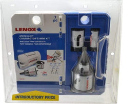Lenox - 7 Piece, 7/8" to 2" Saw Diam, Contractor's Hole Saw Kit - Bi-Metal, Toothed Edge, Includes 5 Hole Saws - Industrial Tool & Supply