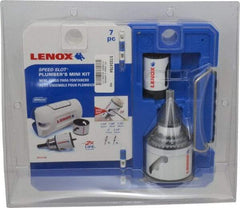 Lenox - 7 Piece, 1-1/4" to 2-1/2" Saw Diam, Plumber's Hole Saw Kit - Bi-Metal, Toothed Edge, Includes 5 Hole Saws - Industrial Tool & Supply