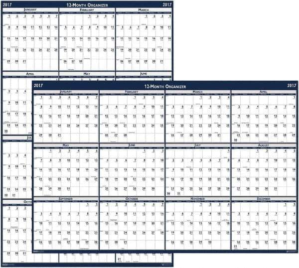 House of Doolittle - 1 Sheet, 24 x 37", Erasable Wall Calendar - Blue & Gray - Industrial Tool & Supply
