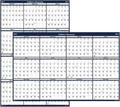 House of Doolittle - 1 Sheet, 24 x 37", Erasable Wall Calendar - Blue & Gray - Industrial Tool & Supply