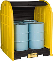 Justrite - 4 Drum, 79 Gal Sump Capacity, Drum Cover Pallet - 5.71' Long x 5.06' Wide x 6.27' High, Vertical Storage, Polyethylene - Industrial Tool & Supply