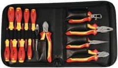 Wiha - 14 Piece Insulated Hand Tool Set - Comes in Zippered Carrying Case - Industrial Tool & Supply